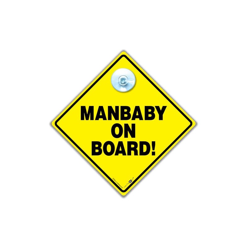 Humorous 'Man Baby on Board' Car Sign, 14 x 14