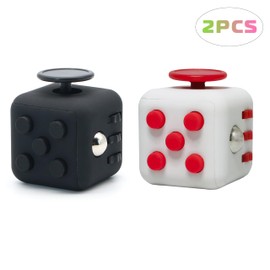 Appash Fidget Cube 2PCS Stress Anxiety Pressure Relieving Toy Great for Adults and Children[Gift Idea][Relaxing Toy][Stress Reliever][Soft Material](1Black&1WhiRed)