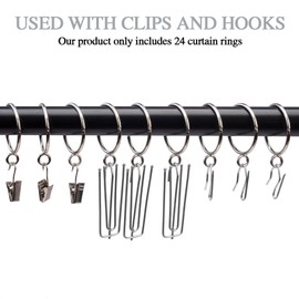 Openable Curtain Rings with Eyelet,24PCS Curtain Rings,Drapes Rings 32mm Interior Diameter Silver TXZWJZ