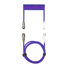 Cooler Master Coiled Cable Thunderstorm Blue-Purple with Detachable Metal Aviator Connector, Flexible Reinforced-Braided Nylon Cable, USB-A to USB Type-C Keyboards (KB-CLZ1)