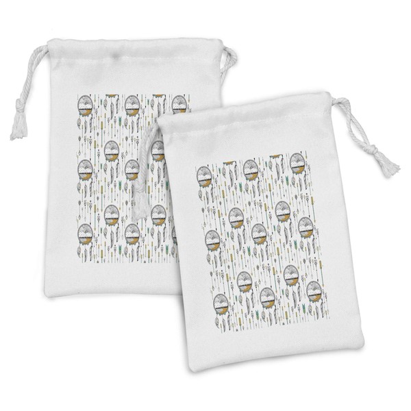 Lunarable Boho Fabric Pouch Set of 2, Dream Catcher Style