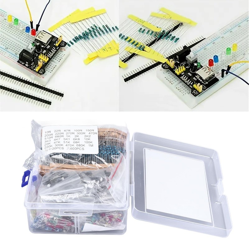 Spacnana 1500PCS Electronic Parts, Resistors, Capacitors, LED Diodes, Electronic Kit