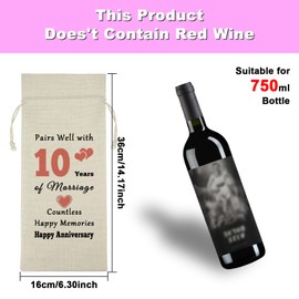 Ximalun 10th Anniversary Present for Him Her 10th Wedding Anniversary Wine Bag Gift for Husband Wife 10 Year Anniversary Party Decoration Gift for Couple