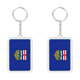2 PCS Alberta Flag Keychain, Albertan Tag Keyring Key Chain for Car Motorcycle Auto