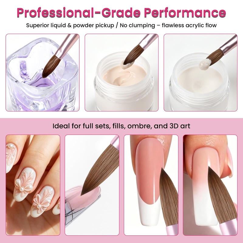 BQAN Pro Kolinsky Acrylic Brush Size 12 for Nail Extension