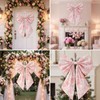 Suncalla 2 Pcs Pink Toile Chinoiserie Wreath Bow for Front