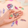 FASHEWELRY 16Pcs Stainless Steel Rainbow Feather Charms Filigree Wings Earring