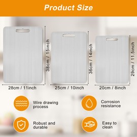 Titanium Cutting Board Set of 3, Double Sided Pure Titanium Cutting Boards for Kitchen, Sided Food Grade Non Stick Chopping Cutting Boards for Cutting Meats Fruits Vegetables (S+M+L)
