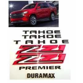 GM Auto 7PCS Set Gloss Black Tahoe Duramax Premier Gloss Red Z71 Emblem For 2021+ Tahoe