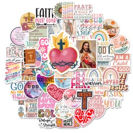 BEATRI Bible Stickers 50Pcs Inspirational Boho Christian Stickers Vinyl Waterproof Bible Jesus Journaling Supplies Aesthetic Jesus Faith Christian Stickers for Water Bottles, Phone, Laptop