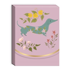 Punch Studio Pocket Note Pads - 75-Sheet Flower Pets Notepad with Fold-Over Cover & Magnet Closure, 3" x 4", Doxie