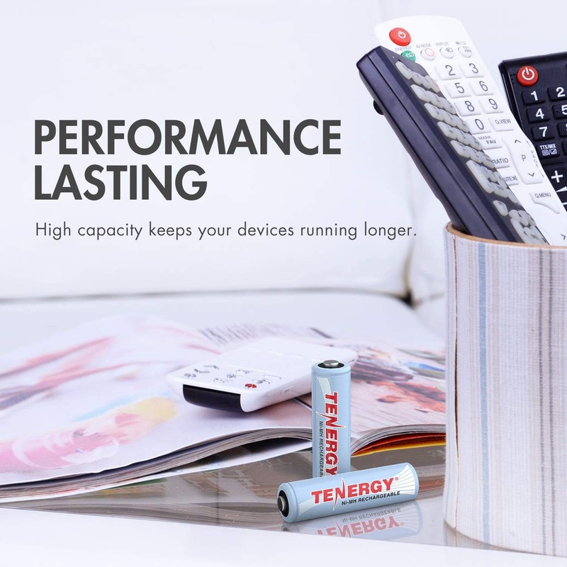 Tenergy AAA Rechargeable Battery, High Capacity 1000mAh NiMH AAA Battery,