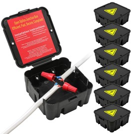 Black Open Splice Junction Box (6 Pack)，Open Splices Repair Open Splices, 5 Second Installation Splice Box, Wire Electrical Junction Box with Cover V0 Flame Retardant Rating(Highest Level)