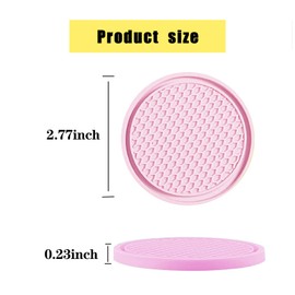 gunhunt 4-Piece Honeycomb Waterproof Fixed Tea Coaster, 2.75In PVC Anti-Slip Cup Holder Insert, Universal for Vehicle Interior Mats (Pink)