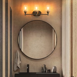 EURON Modern Style 3-Lights Vanity Mirror Light/Wall Sconce/Vanity Lighting Fixtures for Bathroom Kitchen & Living Room with Transparent Glass on Simple Brushed Nickel Frame（Exclude Bulb）