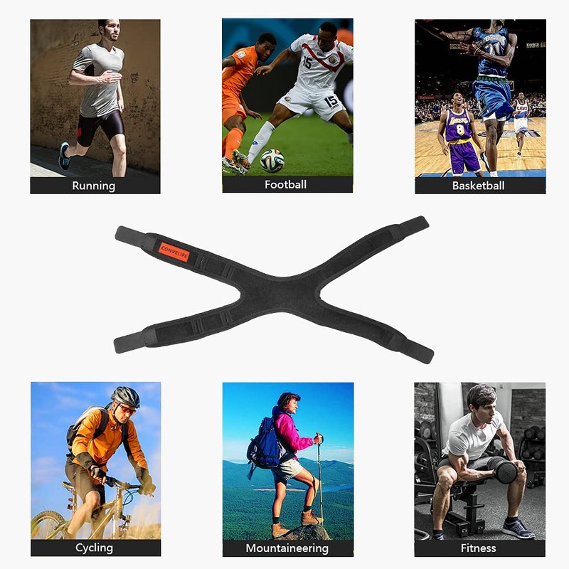 CONVELIFE Dual Patella Knee Strap (Black, 1 Count (Pack of