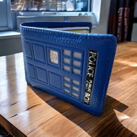 Doctor Who Tardis Italian Pebbled leather Bifold wallet & Silk interior + RFID