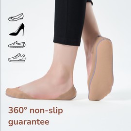 ULTRA LOW-CUT Invisible Socks Women for Flats & Heels, Thin and Smooth No Show Liner Socks Non-Slip & Seamless (US6-9,3 Pairs-Tan)