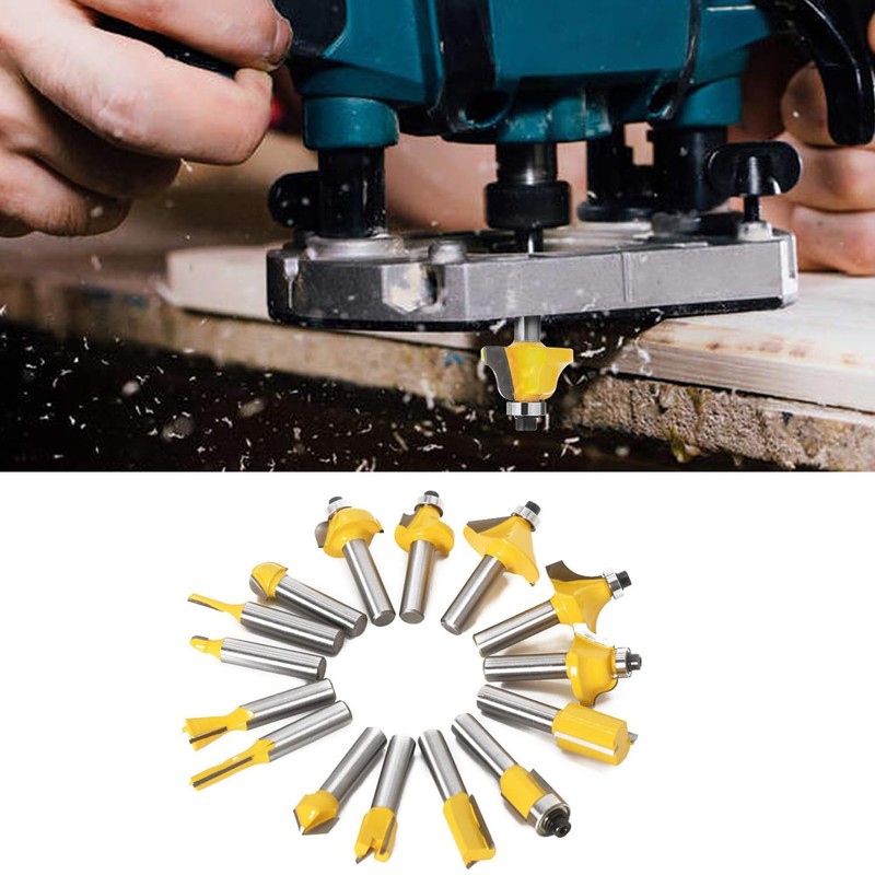 Ozmatip Router Bits Set of 15 Pieces 1/4 Inch Woodwork