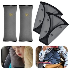 2 Children's Seat Belt Pads, Grey, 2 Car Seat Belt Pads, Seat Belt Protectors, Children's Safety Belt, Shoulder Pads, Belt Cushion, Belt Protector for Car, Pushchair, Adults, Travel