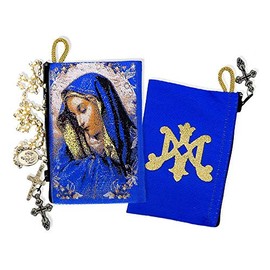 Alexandra Int'l Our Lady of Sorrows Icon Symbol of the Blessed Virgin Mary Tapestry Cloth Rosary Pouch 4 1/2 Inch