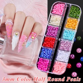 6 Boxes Sparkling Crystal Nail Rhinestones Pearls Kit,Flatback Multicolor Transparent Jelly AB Mermaid Gems with Tweezers and Dual-end Brush for Manicure Salon DIY Crafts (3mm)