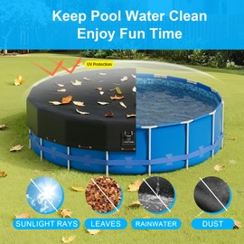 COSYUMI 21ft Round Pool Cover with Reflective Strip, Above Ground Pool Cover with Winch and Cable, 420D Oxford Fabric Solar Covers, One-Piece Tear Resistant, UV Resistant and Dustproof