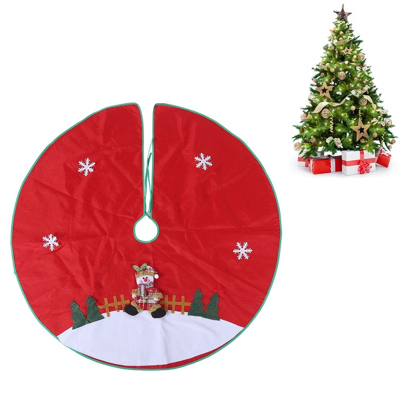 Red Flannelette Christmas Tree Skirt Base Floor Mat Apron Cover