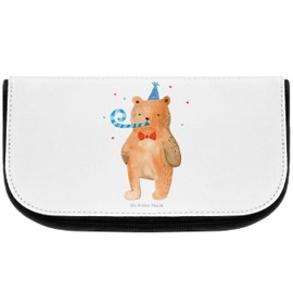 Mr. & Mrs. Panda Birthday Bear Cosmetic Bag, White, Hand Drawn