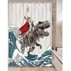 Fun Cat Dinosaur Ocean Wave Shower Curtain, 54x72 Inch, Brown