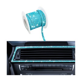 BELOMI Bling Car Trim Self Adhesive Strip, 16.4Ft Crystal Rhinestone Vehicle Dashboard Line Molding Stickers, Diamond Auto Interior Exterior Decor Accessories for Women Girls, Universal Fit（Lake Blue）
