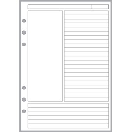 A5 Size Cornell-Style Notes Pages, Sized and Punched for 6-Ring A5 Notebooks by Filofax, Mulberry, Kikki K, TMI, and Others. Sheet Size 5.83" x 8.27" (148mm x 210mm)