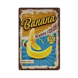 TREEPERI Vintage Banana Tin Sign - Fruit Metal Sign - Retro Decorative Sign Wall Decor Home Decor