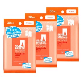 SEABREEZE Sea Breeze Face & Body Sheet, Soap, 30 Sheets x 3 Pieces, Set of 30 Sheets x 3 Pieces