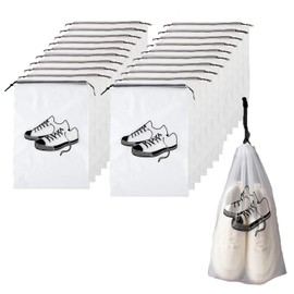 Portable Shoes Bag Travel Sport Storage Pouch Dust Bags Organizer 20 Pcs, Transparent Drawstring Storage Shoe Bag, Waterproof Dust-Proof Shoe Bags Organizers for Travelling，Washable and Reusable
