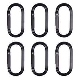Carabiner, Black Carabiner, Small O-Ring (Pack of 6), Lightweight, 0.16 oz (4.5 g), Aluminum Alloy, Reinforced Spring Hook, Multi-functional, Durable, Keychain, For Mountain Climbing, Outdoors,