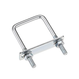 sourcing map Square U-Bolts 2"(50mm) Inner Width 100mm Length Carbon Steel M8 with Nuts, Frame Plate, Round Washers 4 Set