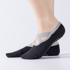 Professional Non-Slip Pilates & Yoga Socks with New Ballet Cross-Strap Design Size/Light Gray 20ea