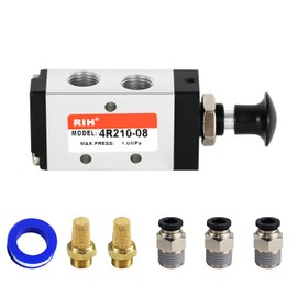 RIH 5 Way 2 Postion Air Valve Air Hand Lever Operated Valve Pneumatic Solenoid Valve Manual Control Push Pull Valves 4R210-08 (1/4"NPT)
