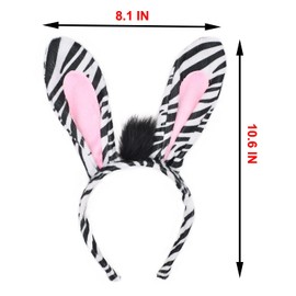 YUYWWAN Animal Ears Headband, Plush Ears Headband Fancy Dress, Animal Ears Headband Carnival Cute Animal Ears for Children Adults Theme Party Role Play Accessories (Zebra)