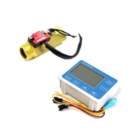Male to Male Digital LCD Display Water Flow Meter Kit Hall Effect Flow Sensor for Instrumentation (1/2")