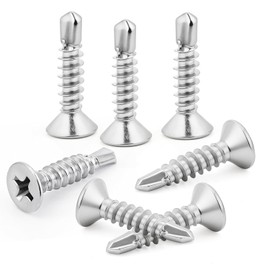 200pcs 4.2x25 mm Self Tapping Screws Self Drilling Screws Countersunk Stainless Steel Flat Head for Metal Sheets Roofing Windows, Etc