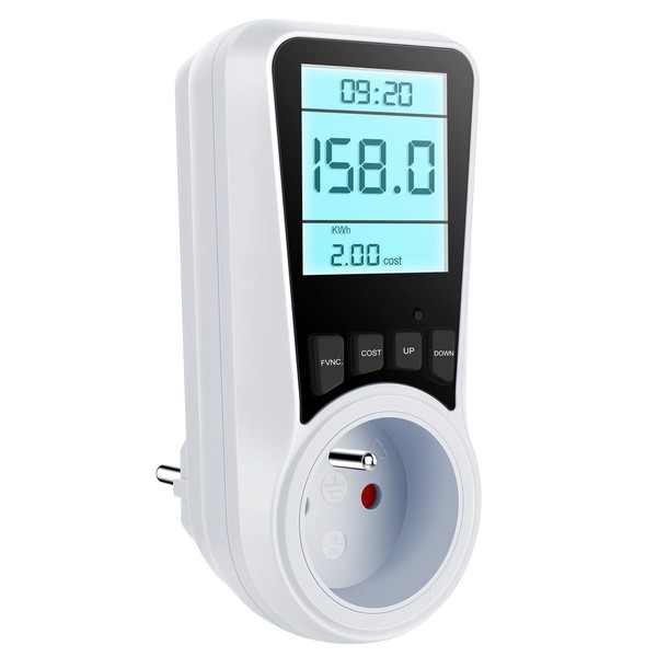Wattmeter Electricity Meter Energy Consumption with 7 Monitoring Modes LCD