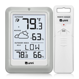 Indoor Outdoor Thermometer Hygrometer Wireless Weather Station, Temperature Humidity Monitor Battery Powered Inside Outside Thermometers with 330ft Ra