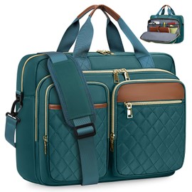 SDYSM 15.6 Inch Laptop Bag for Women Work Briefcase Teacher Bag Water-Resistant Large Capacity Computer Messenger Bag for Office Business Travel College,Green Brown