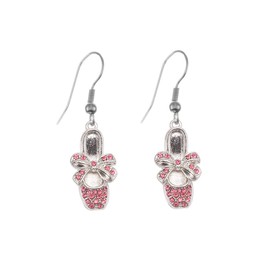 Inspired Silver - Ballerina Slipper - Silver Dangle Earrings for Women - Unique Charm Earrings French Hook Drop - Women's Dangly Earrings Jewelry Gift