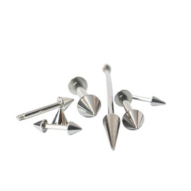 Lobal Domination 1 Piece of Unique Spike 316L Steel Barbell, Industrial Bridge Nipple Eyebrow Ring - Spiked Cone - Body Jewelry (12g/16mm/5x5mm)