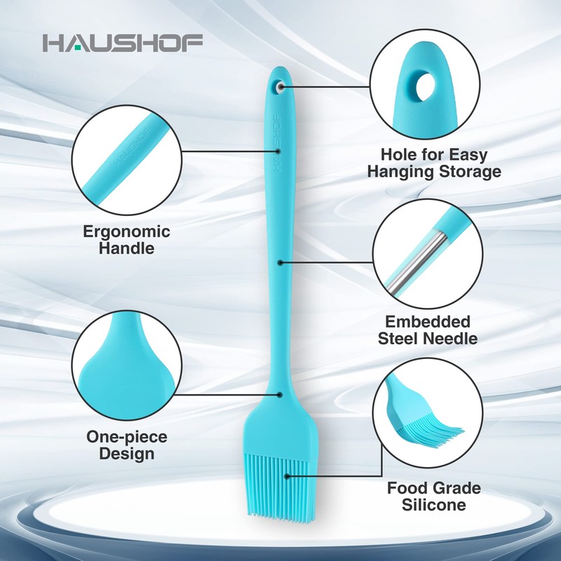 HAUSHOF Silicone Basting Pastry Brush, Heat Resistant Pastry Brush Set,