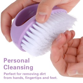 Cobee 2 Pack Hand Nail Brush for Cleaning Fingernails Durable Stiff Bristles Nail Scrub Brush Cleaner with Handle Heavy Duty Deep Nail Cleaning Scrubber for Men Fingernails Toes Garden(Green, Purple)