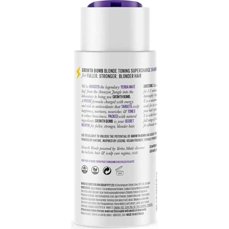 Growth Bomb Blonde Colour Enhancing Shampoo 300ml
